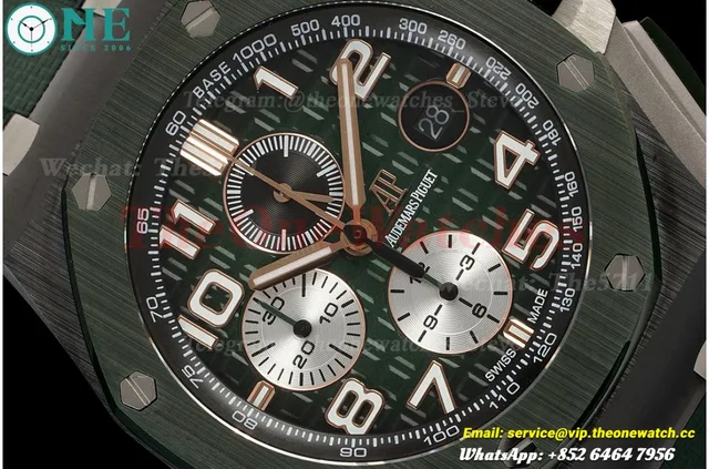 Royal Oak Offshore 26405CE 44mm Black Cer/RU Green Dial APJF A7750 Mod — photo 3