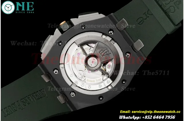 Royal Oak Offshore 26405CE 44mm Black Cer/RU Green Dial APJF A7750 Mod — photo 14