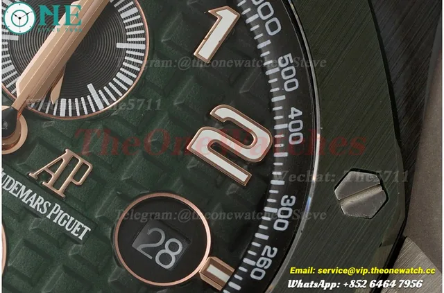 Royal Oak Offshore 26405CE 44mm Black Cer/RU Green Dial APJF A7750 Mod — photo 9