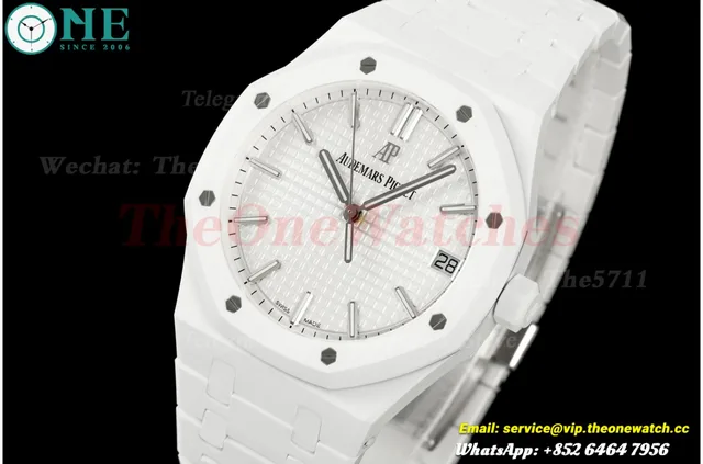 Royal Oak 41mm 15500 White Ceramic/Cer White/Stk ZF SA4302 (Free Sprung)