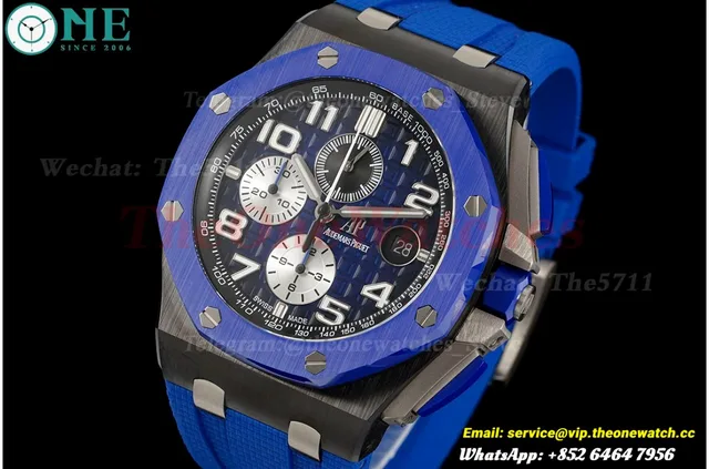 Royal Oak Offshore 26405CE 44mm Black Cer/RU Dark Blue Dial APJF A7750 Mod