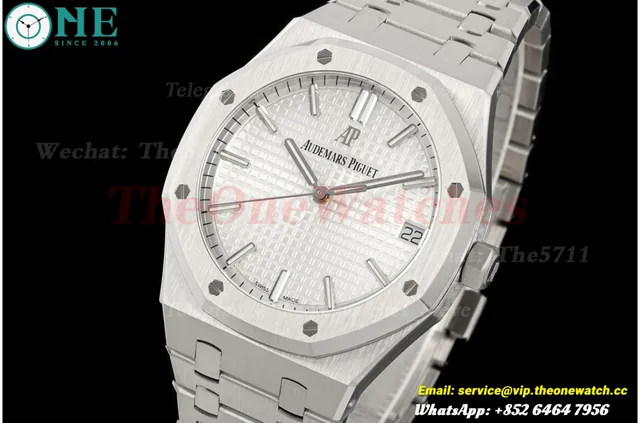 Royal Oak 41mm 15500 SS/SS White/Stk ZF SA4302 Super Clone  (Free Sprung)
