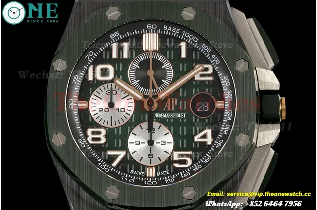 Royal Oak Offshore 26405CE 44mm Black Cer/RU Green Dial APJF A7750 Mod — photo 2
