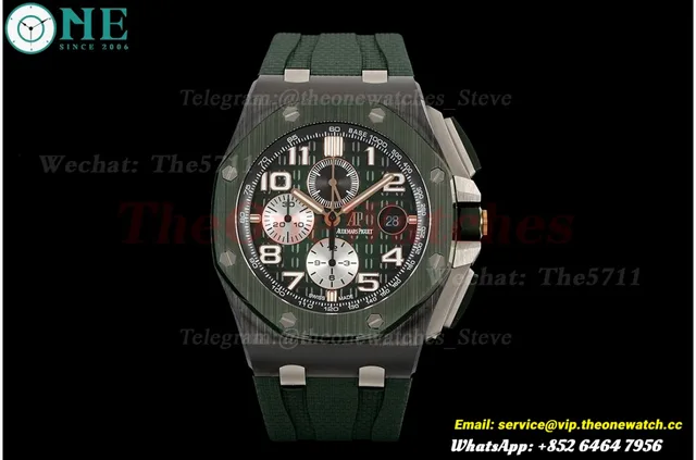 Royal Oak Offshore 26405CE 44mm Black Cer/RU Green Dial APJF A7750 Mod — photo 4