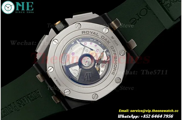 Royal Oak Offshore 26405CE 44mm Black Cer/RU Green Dial APJF A7750 Mod — photo 12