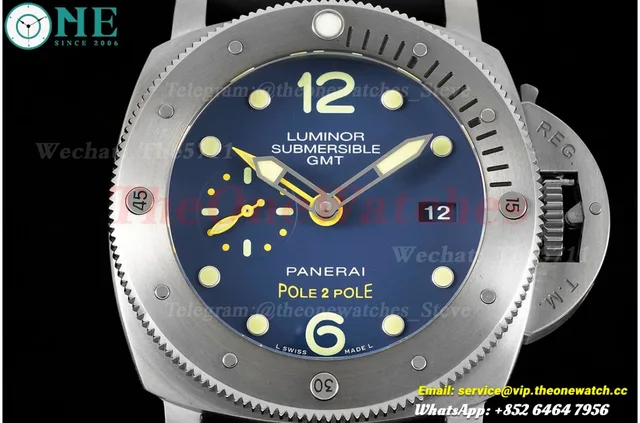 PAM719 Submersible 1950 GMT 47MM TI/RU Blue VSF P9001 — photo 2