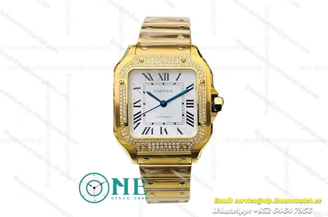 Santos Diamonds YG/YG White/Roman Dial Mois KORF MY9015
