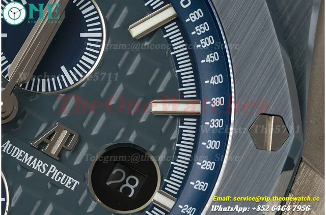 Royal Oak Offshore 26405CG 44mm Blue Cer/RU Green Dial APJF A7750 Mod — photo 9
