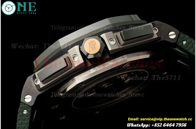 Royal Oak Offshore 26405CE 44mm Black Cer/RU Green Dial APJF A7750 Mod — photo 11