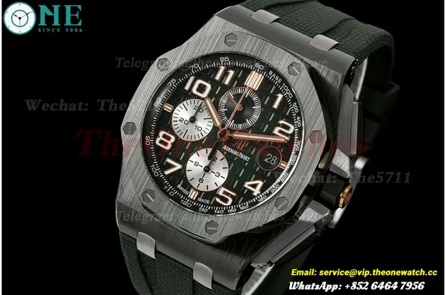 Royal Oak Offshore 26405CE 44mm Black Ceramic/RU Green/Num Dial JF A3126