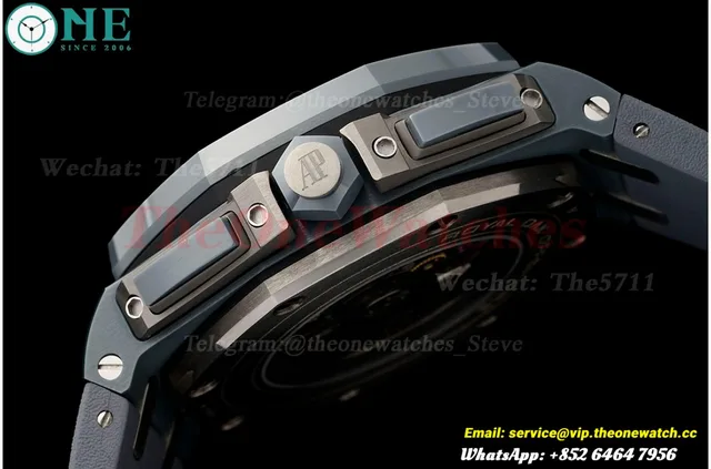 Royal Oak Offshore 26405CG 44mm Blue Cer/RU Green Dial APJF A7750 Mod — photo 11