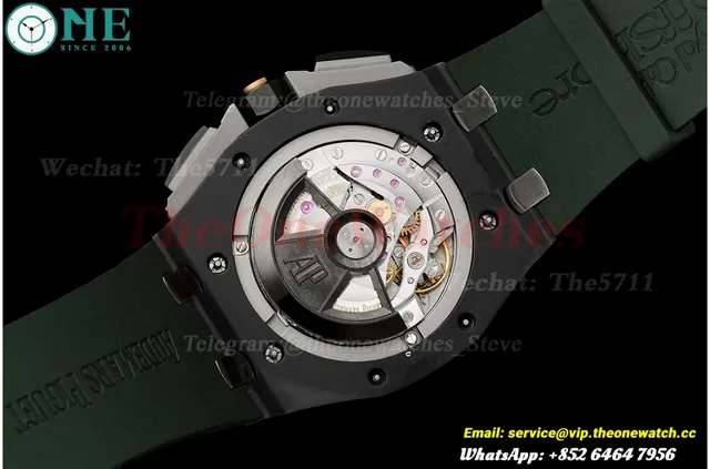 Royal Oak Offshore 26405CE 44mm Black Cer/RU Green Dial APJF A7750 Mod — photo 13