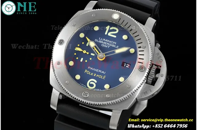 PAM719 Submersible 1950 GMT 47MM TI/RU Blue VSF P9001