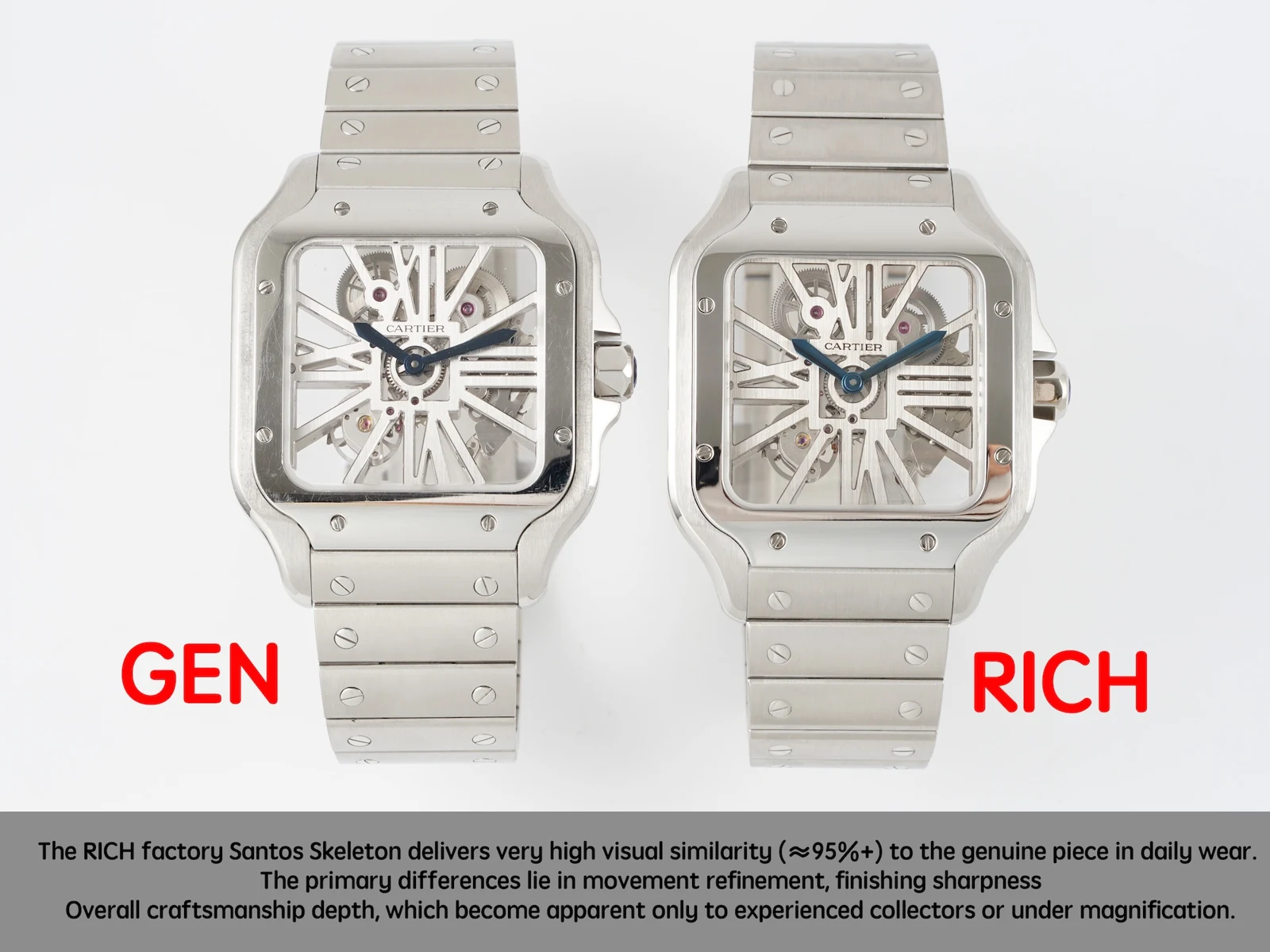 Cartier Santos Skeleton RICH vs GEN — photo 1